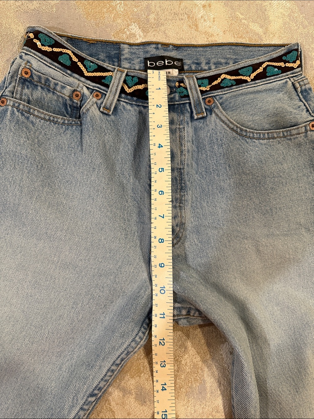 Bebe beaded sequin Levi 501 jeans - Picture 10 of 11